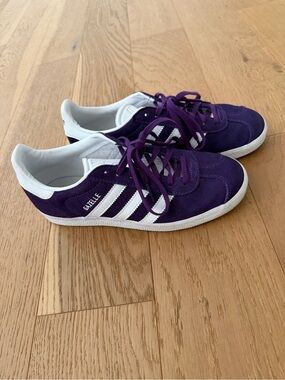 Adidas Gazelle Purple Suede Sneakers with White Stripes
